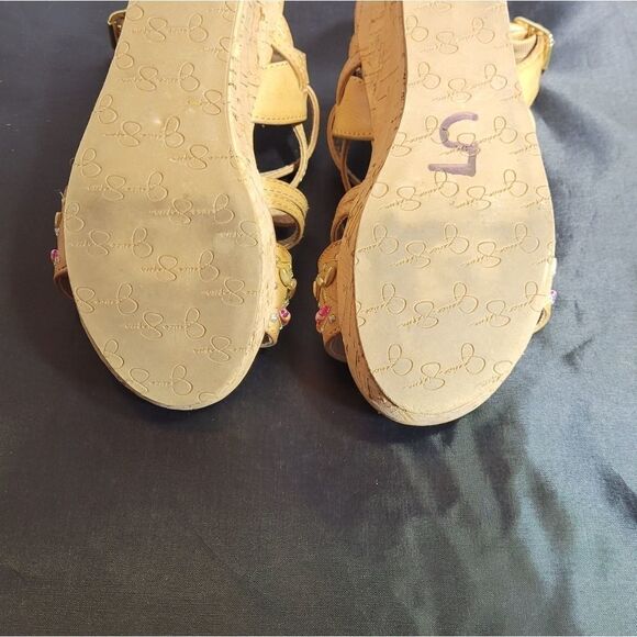 JESSICA SIMPSON LITTLE/BIG GIRL'S FALLON CORK-WRAPPED MIDSOLEWEDGE SANDAL SHOES - Picture 13 of 15